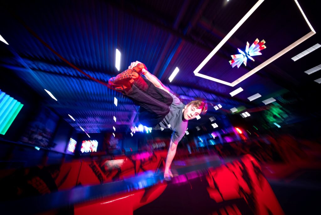 parkour move at trampoline park JumpYard